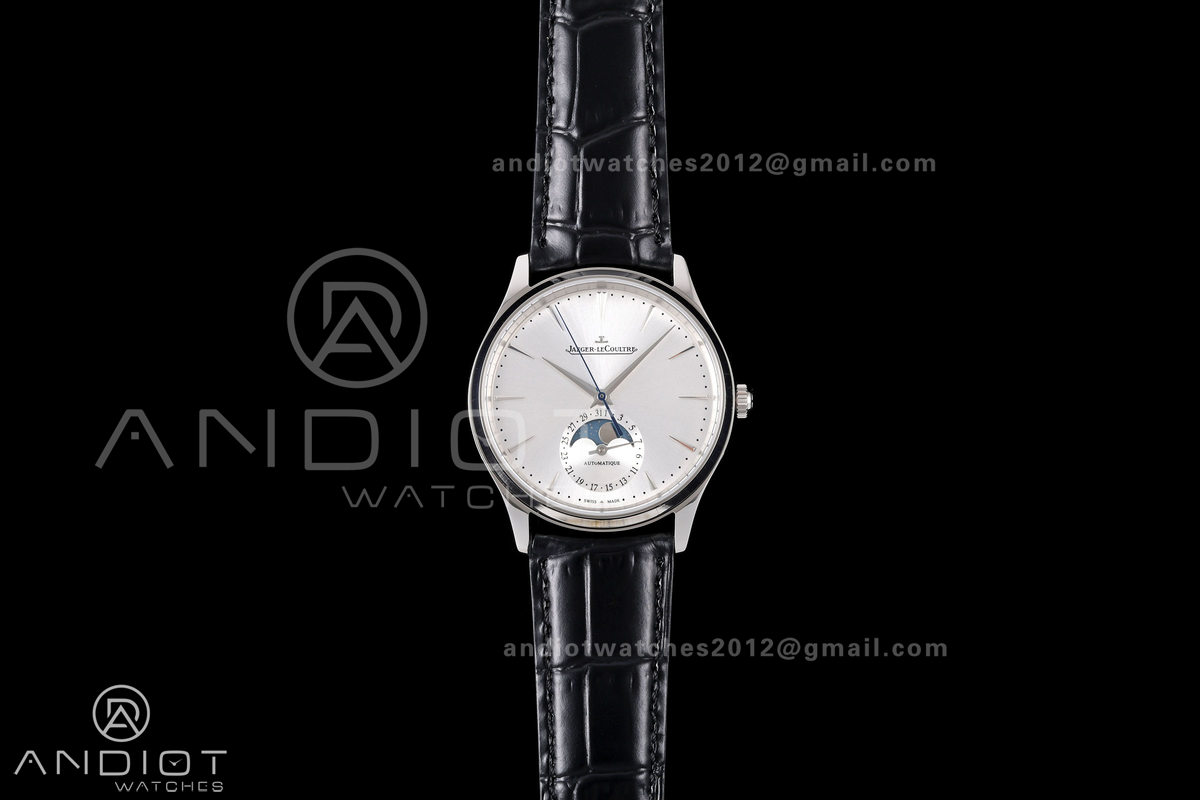 Master Ultra Thin Moon SS RZF 1:1 Best Edition Silver Dial on Black Leather Strap SA925 Super Clone
